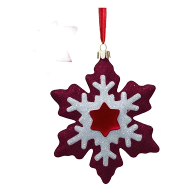 Burgundy Christmas ornament glitter with dark red snowflake  sticker