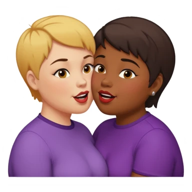 Chubby lesbian with medium dark hair kissing tall butch lesbian with huge teeth and short hair sticker