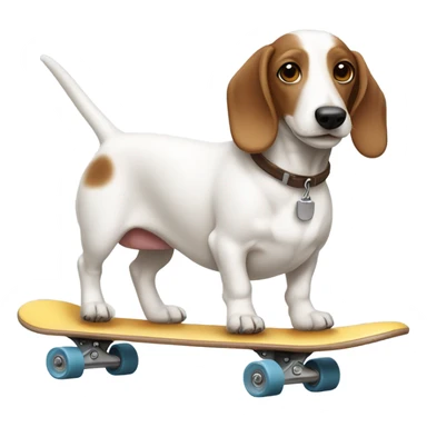 Skateboarding white sausage with brown ears dog sticker