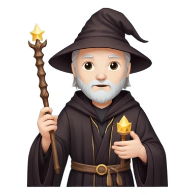Wizard in dark robe holding magic wand sticker