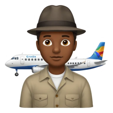 Visage homme créole réunionnais avec chapeau arrive avion sticker