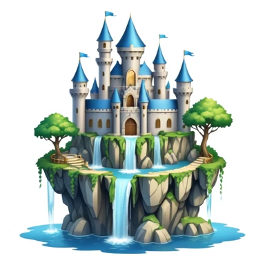 Fantasy castle on a floating island with waterfalls sticker