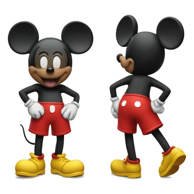 Mickey Mouse wearing red shorts and big yellow shoes, smiling happily. sticker