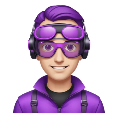 Cyberpunk man fappy head 3d puruple cyber VR -glasses sticker