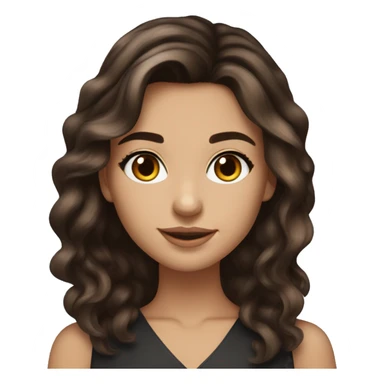 Brunette girl with long voluminous dark brown hair dark brown eyes with highlights balayage and graduation fit sticker