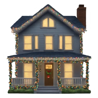 house decorated with christmas lights fancy sticker