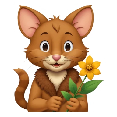 Jerry from tom and jerry, giving a flower sticker