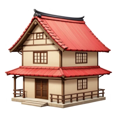 japan style wood house red beige sticker