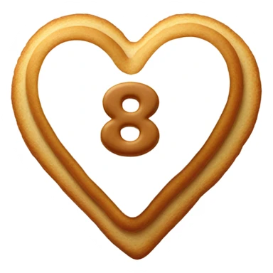 Cookie heart with number 8 sticker