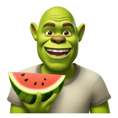 Shrek  eating watermelon with monkey facepaint  sticker