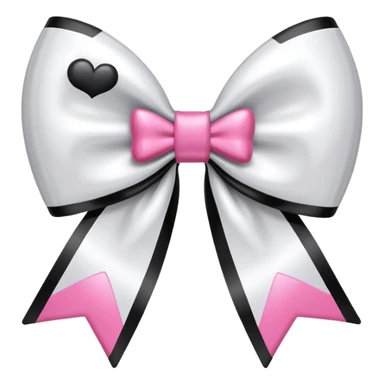 Metallic White bow with pink and black hearts  sticker