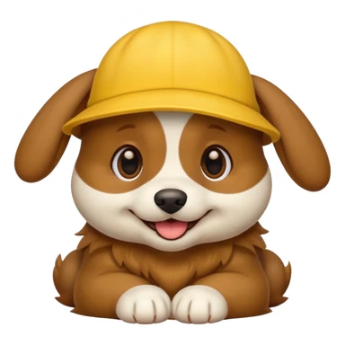 puppy dog with hat yellow sticker