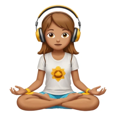 A girl is sitting cross-legged in a meditation pose, wearing headphones and listening to music. The song is so good that honey is dripping from her ears, and her expression is completely dazed because she’s enjoying the music so much. Like this girl 🧘🏻‍♀️ sticker