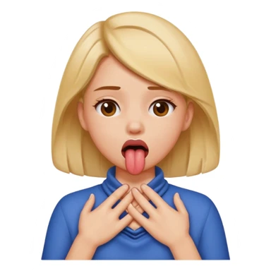 Girl with hands around her neck, choking herself with her tongue out sticker