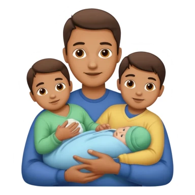 man with three babies sticker