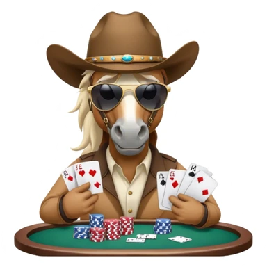 horse playng poker wearing cowboy hat wearing sunglasses sticker