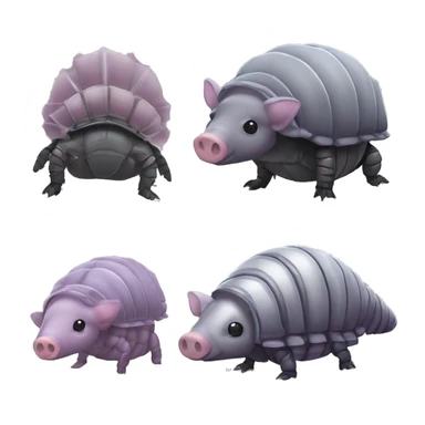 Lavender gray Pig armadillo darth Vader isopod lobster tail fanned tail feathered tail pig armadillo darth Vader face sticker