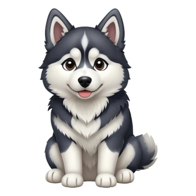 Black and white husky sitting sticker