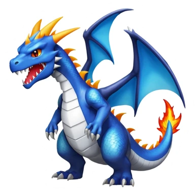 Black and white colorful gradient shiny glossy Fakémon-Digimon-Charizard-Croconaw-Reshiram-Zekrom-creature-hybrid (full body) sticker