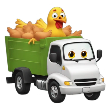 the cartoon character "chicken little" driving a truck sticker