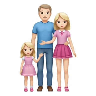 father and daughter playing doll full body sticker