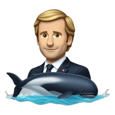 Macron sur une baleine sticker