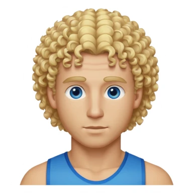 Athletic man with blond curly hair, straight on sides, thick neck  sticker