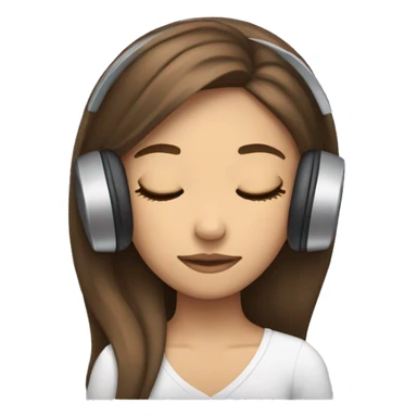 Brown haired light skinned girl with straight hair sleeping with headphones  sticker