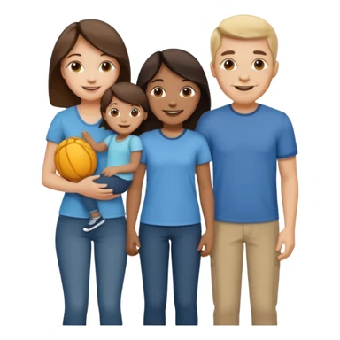 Happy family of 5: mom, dad, two sisters and brother sticker