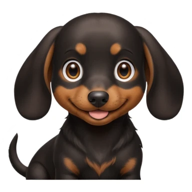 Black miniature Daschund puppy looking happy sticker