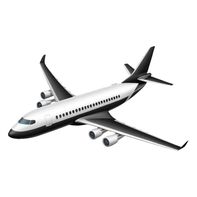 A commercial airplane side on that is black and white sticker