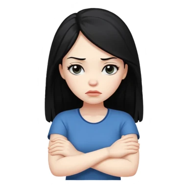 pouty/sad arms crossed emoji woman with long black hair sticker