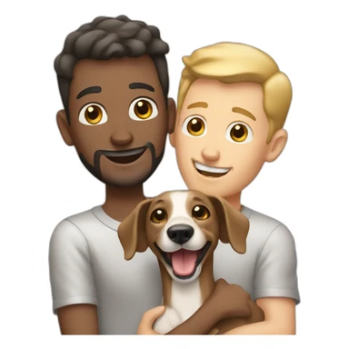 Happy gay couple white men with a dog greyhound sticker