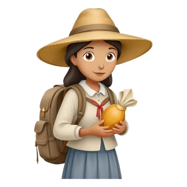 pilgrim woman walking with the Camino de Santiago shell behind her sticker