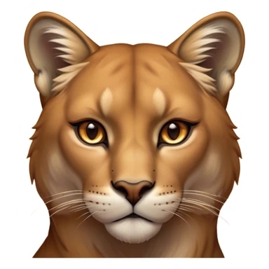Cinematic Noble Cougar Portrait Emoji, Poised and regal, with a lithe, muscular build and a sleek, tawny Fur with subtle dark accents, deep-set soulful amber eyes, Simplified yet sharp and sophisticated features, highly detailed, glowing with a warm, dignified glow, high shine, intelligent and stealthy, stylized with an air of wild elegance, focused and attentive, soft glowing outline, capturing the essence of a watchful and confident predator, so majestic it feels as though it could silently pounce out of the screen with effortless authority! sticker