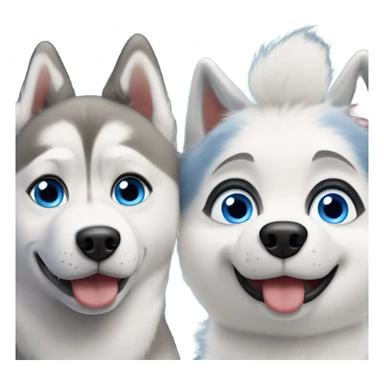 husky and alaskan eskimo dog with blue eyes sticker