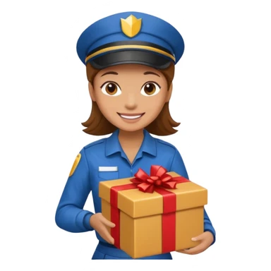woman courier holding gift box sticker