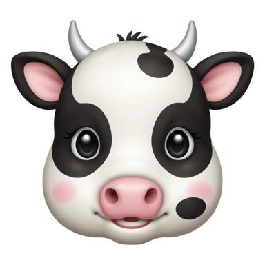 simple kawaii cow face, very simple dot eyes, vey big pupils sticker