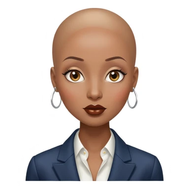 Gorgeous shiny girl no eyebrows wearing blazer Alluring black woman wide nose bald head big brown lips sticker