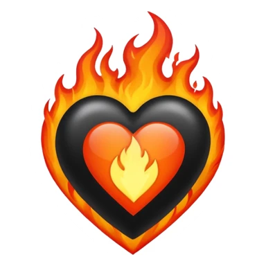 Black heart with flames around it sticker