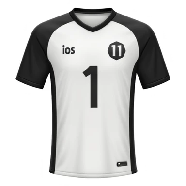 White and black soccer jersey with number 1 sticker