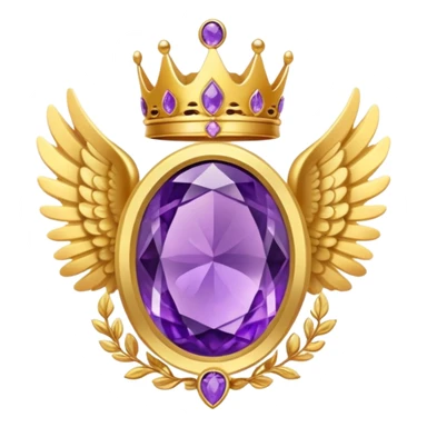 4th place award Number in frame decorated with golden angel  wings and amethyst  stone and small crown on a top sticker