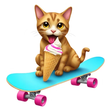 Cat eating ice cream in skate board sticker