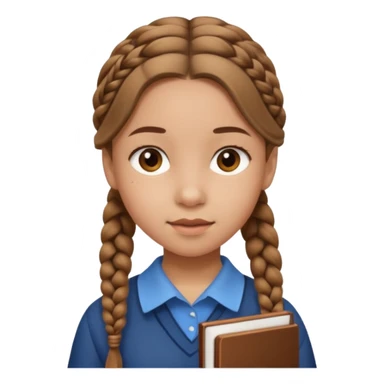 brown braid hair girl kid, student sticker