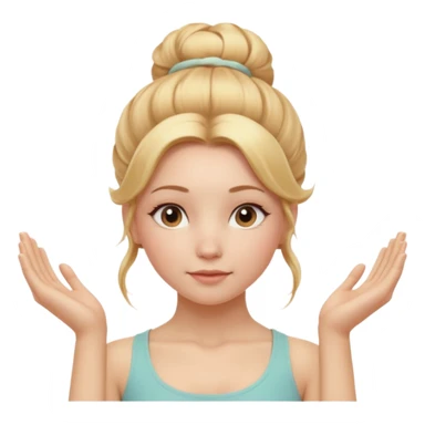 Cinematic Realistic Yoga Girl Portrait, depicted with lifelike skin texture, subtle rosy undertones, and soft natural lighting that enhances the gentle contours of her face. Her intricately detailed golden blonde hair is elegantly styled in an updo, sticker