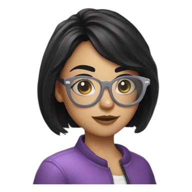 Girl with black hair and glasses with a vape sticker