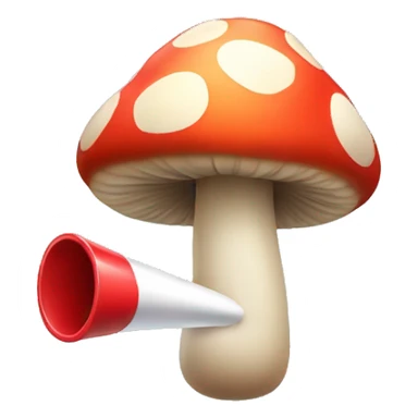Small personified cartoon mushroom blowing a party blower. Showing only its mushroom like head. sticker