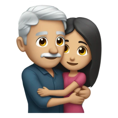Blue eyes gray haired man hugs dark haired Mexican girl sticker