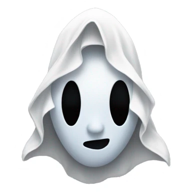 Guy wearing pointy ghost costume with symbol sticker
