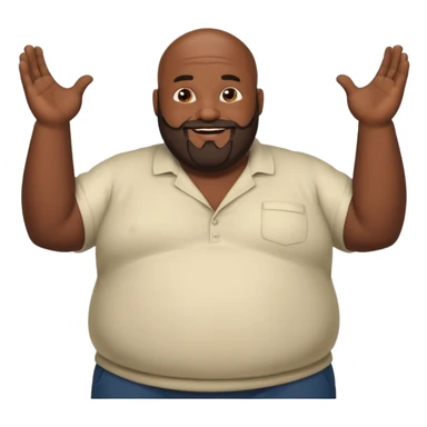 Fat black bald guy with beard shrugging sticker